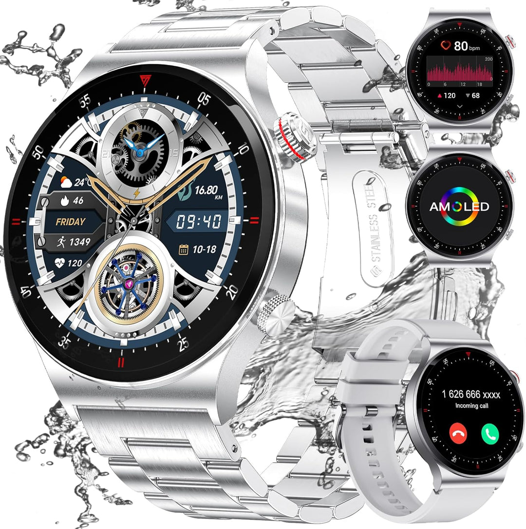 Smartwatch Herren mit Telefonfunktion,1,39 Zoll Smart Watch mit Herzfrequenz Schlafmonitor SpO2 Noti