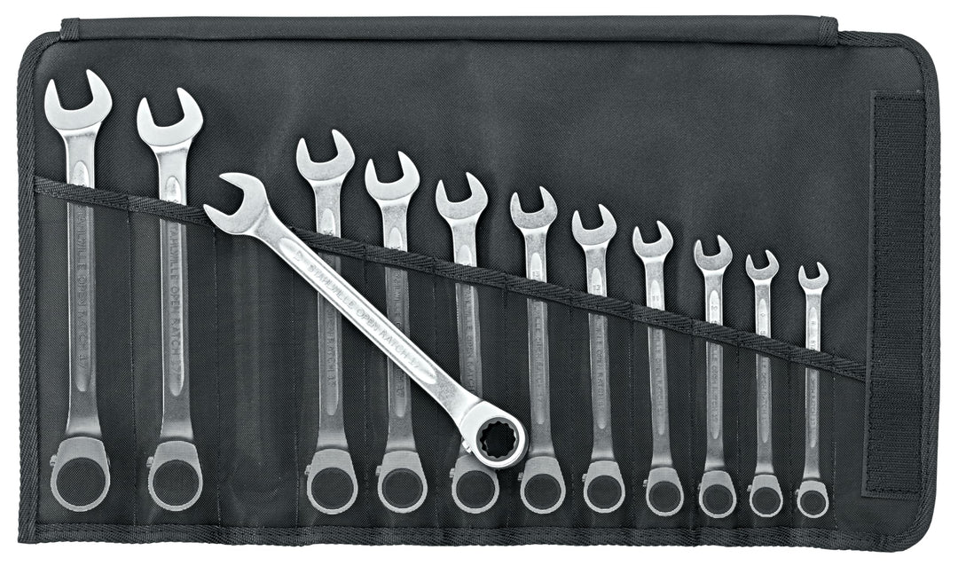 STAHLWILLE 17/12 l Ratschen-Ringmaulschlüssel Set 12-tlg.l abgewinkelte Ringseite lextrem belastbar