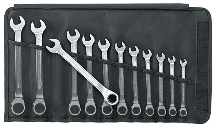STAHLWILLE 17/12 l Ratschen-Ringmaulschlüssel Set 12-tlg.l abgewinkelte Ringseite lextrem belastbar
