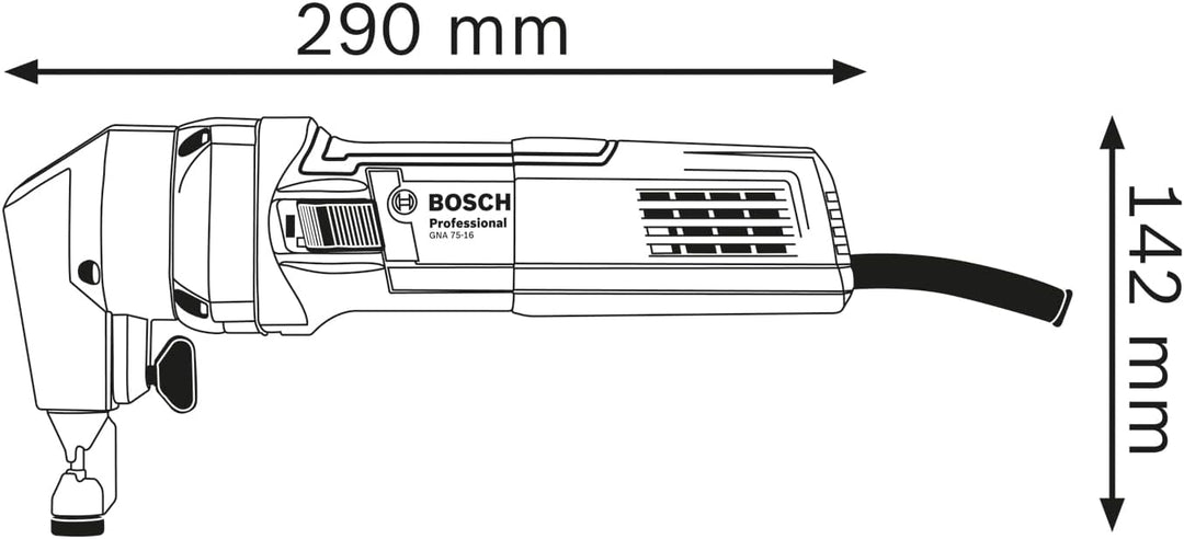 Bosch Professional Nager GNA 75-16 (5 mm Schneidspurbreite, 750 Watt, mit Stempel und Matrize, im