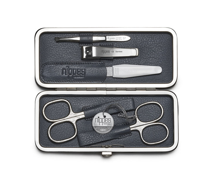 nippes Solingen Maniküre Set Raute, 5-teilig, Lamm-Nappa-Etui mit Rahmen und Lederfutter innen, Nage