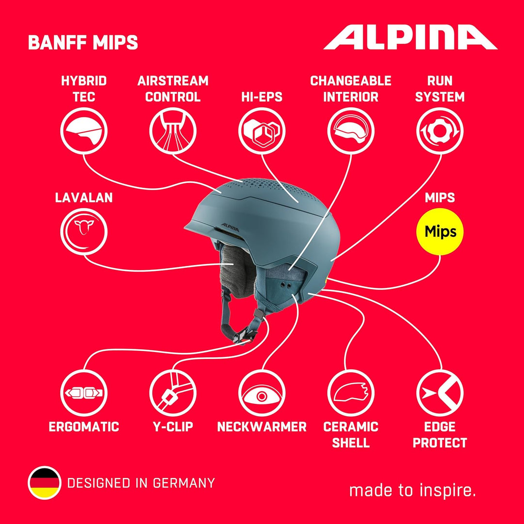 ALPINA BANFF MIPS - Nachhaltiger, Sicherer und leichter MIPS Skihelm Mit Schafswolle-Innenfutter Für