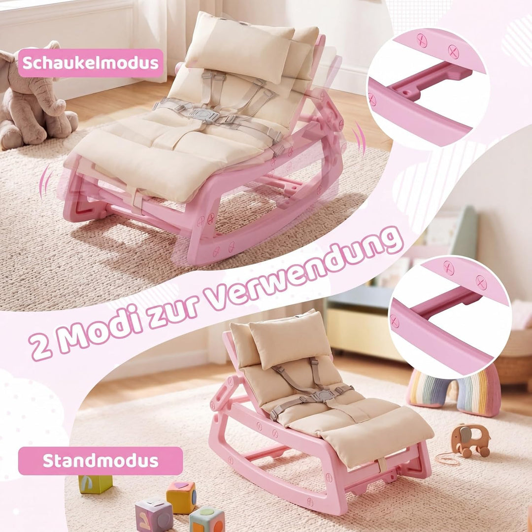 COSTWAY 2 in 1 Babywippe, Baby Schaukelstuhl mit verstellbarer Rücklehne, waschbarem Kissen &amp; Sicher