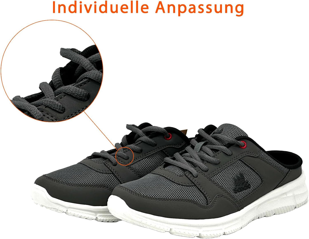 Ablovo® Damen Herren Pantoletten Sandalette Slipper Sabots Sneaker Freizeit 36 EU Dunkelgrau, 36 EU