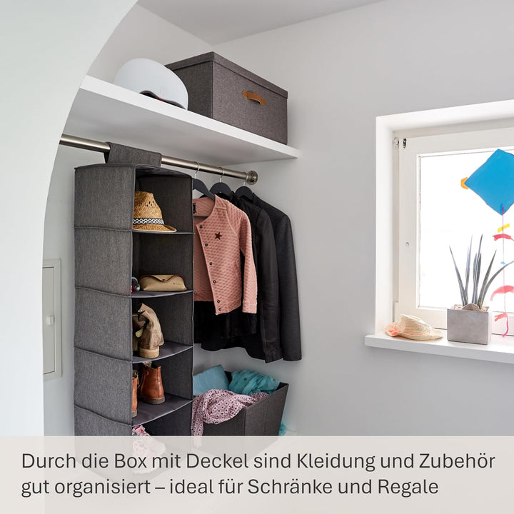 LOVE IT STORE IT Premium Aufbewahrungsbox mit Deckel - Aus hochwertigem Leinen Stoff - Verstärkt mit