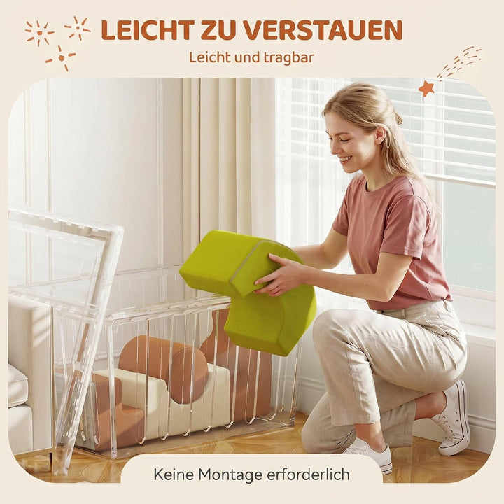 AIYAPLAY Schaumstoff Bausteine Cord-Optik Rutschfestem Boden 5-TLG. Bunt