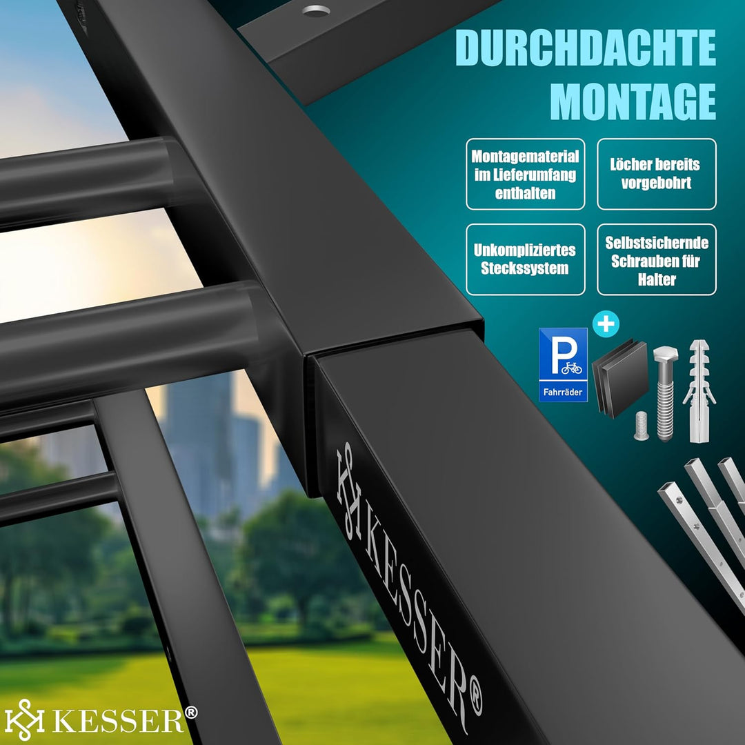 KESSER® Fahrradständer für 2 Fahrräder inkl. Parkschild | Mehrfachständer mit 37cm Radabstand für 30