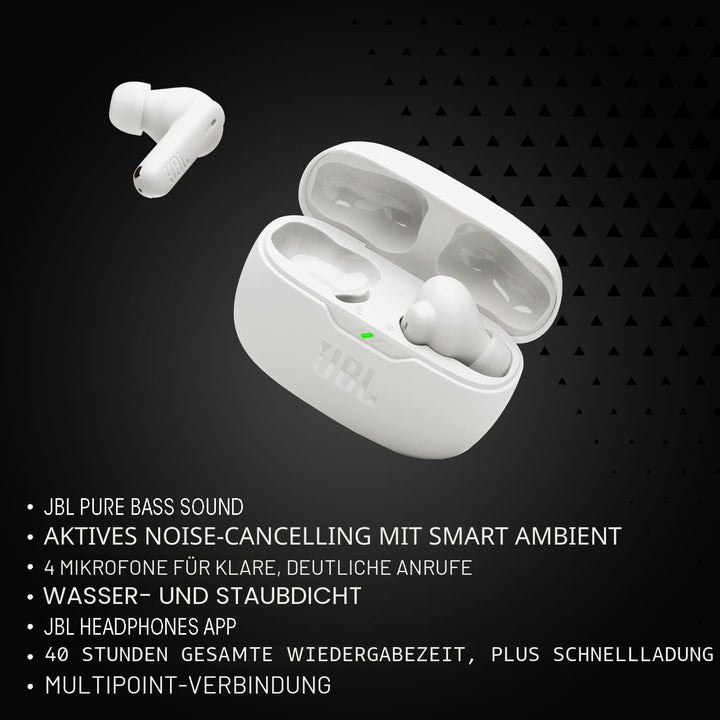 JBL Wave Beam 2, Kabellose Bluetooth-In-Ear-Kopfhörer mit Noise-Cancelling, 40 h Wiedergabezeit, JBL