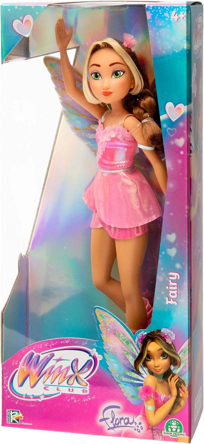 Winx Club Fairy Doll – Flora with Glitter Wings & Articulated Joints – Magical Fairy Transformation