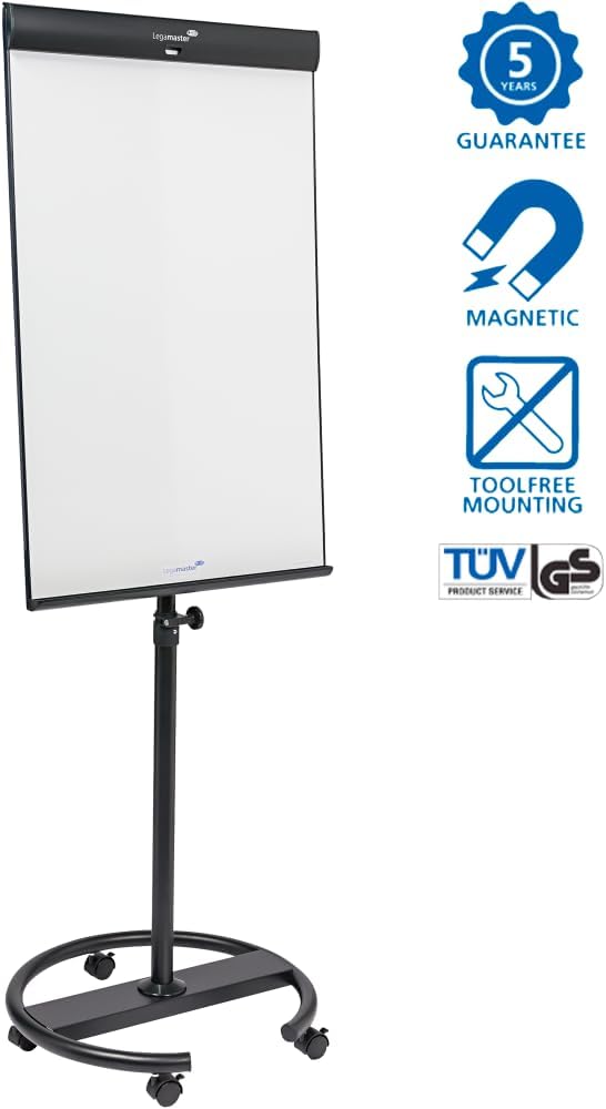Legamaster 7-153600 Universal Flipchart Triangle Rundfuss, schwarz Flipchart Single, Flipchart Singl