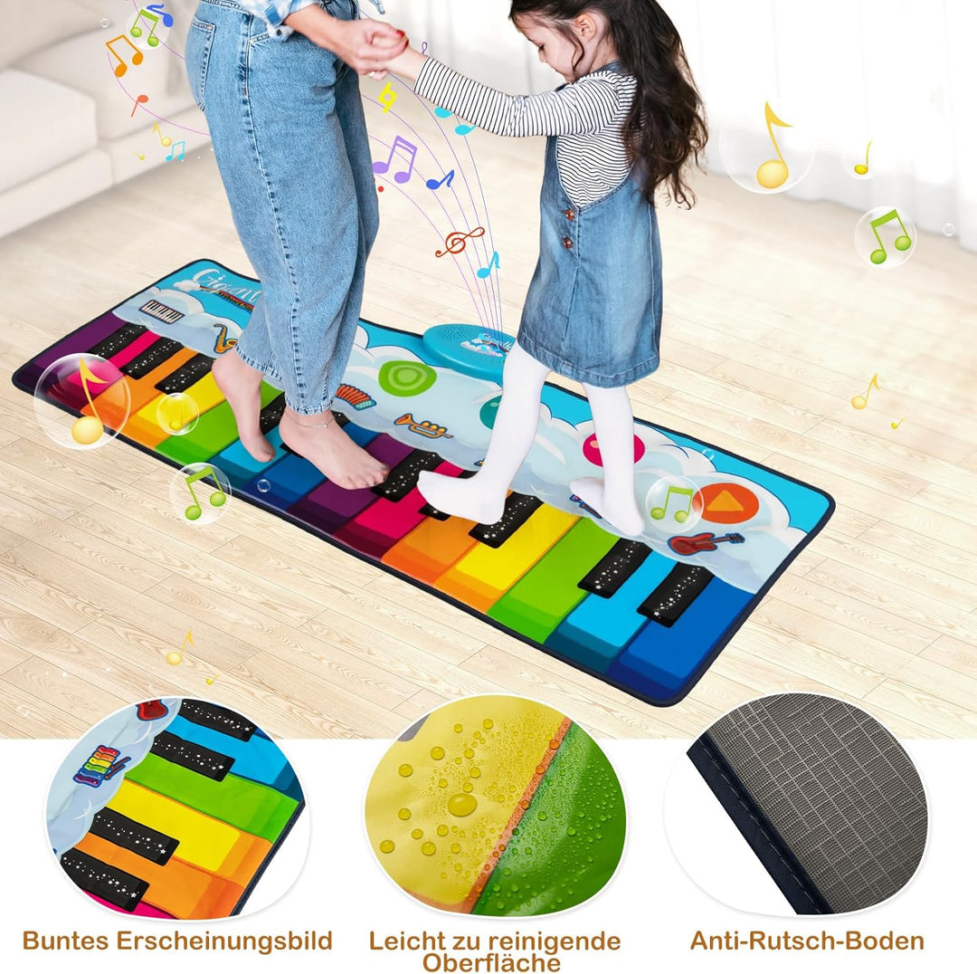 COSTWAY Musikmatte Kinder, Klaviermatte mit 8 Musikinstrumente, Keyboard Tanzmatte mit Aufnahme & Wi