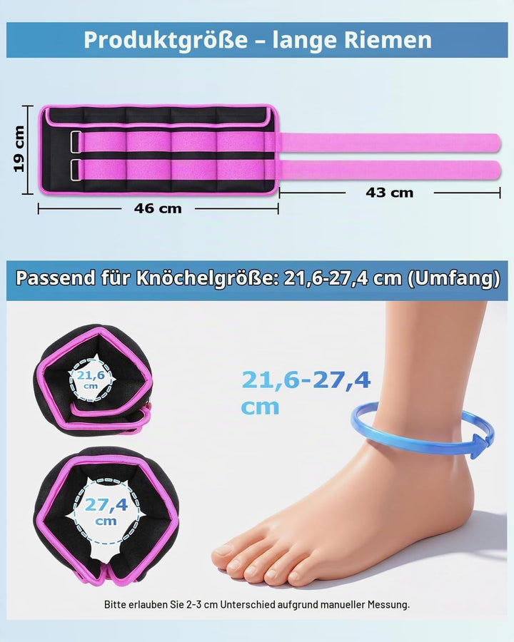 Fragraim Gewichtsmanschetten, Verstellbares Gewichte für Beine und Arme, Paar(2 Packungen) 1,5kg/2kg