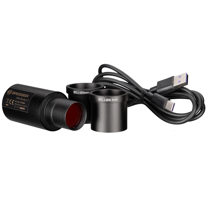 Bresser Full-HD-Mikroskopkamera mit Reduzieroptik, USB-C, 1920x1080, inkl. Adapterringe und Windows-