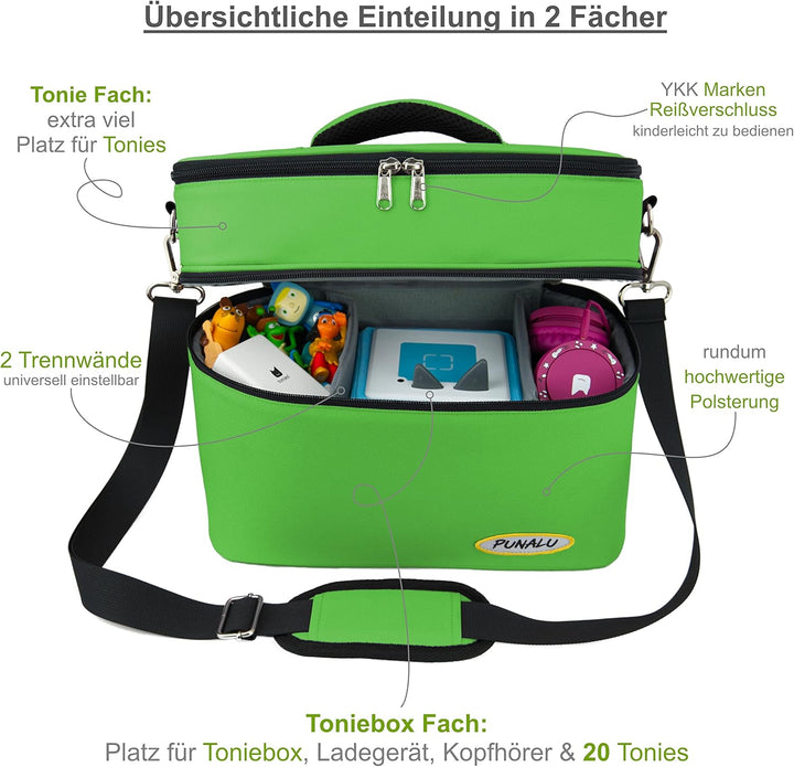 Toniebox Tasche XL kompatibel mit Toniebox 1 & 2 – Platz für bis zu 68 Hörfiguren, Kopfhörer & Lades