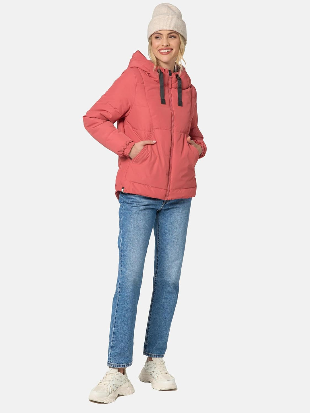 Navahoo Damen Winterjacke Steppjacke warm mit Kapuze Eisbällchen XS-XXL L Rouge, L Rouge