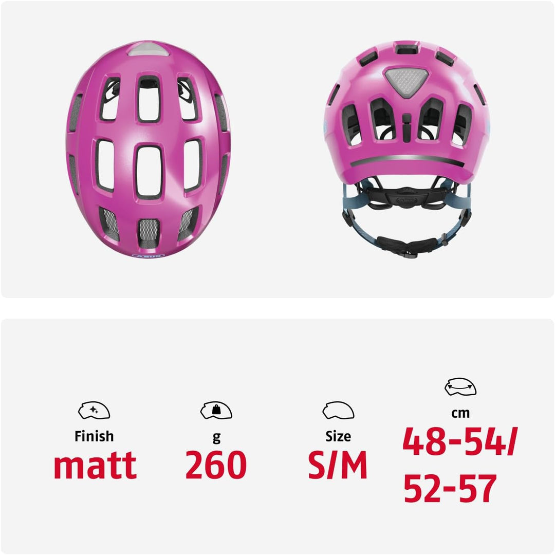 ABUS Fahrradhelm Youn-I 2.0 - mit Licht für Kinder, Jugendliche und junge Erwachsene - für Mädels un