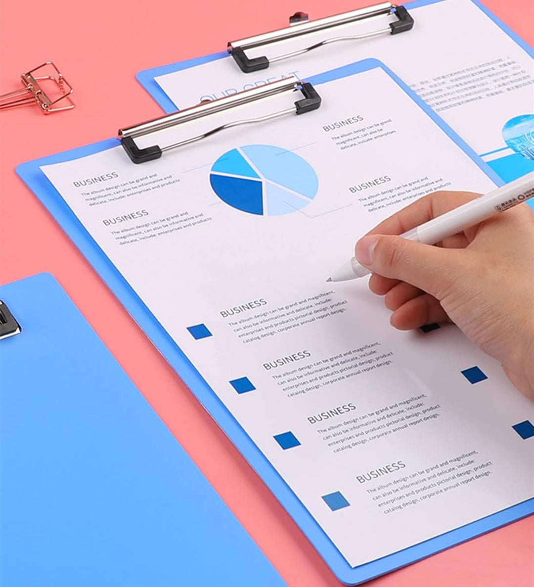 A4 Klemmbrett, 6er Klemmbrett A4 mit gummierter Metallklemme Zwischenablage Schreibblock für Student