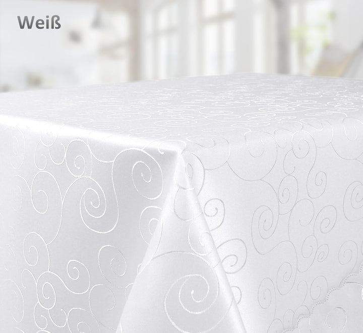 BEAUTEX Tischdecke Damast Ornamente - Bügelfreies Tischtuch - Fleckabweisende, Pflegeleichte Tischwä