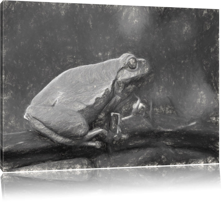 kleiner Frosch auf Dornenast NewArt Format: 100x70 cm auf Leinwand, XXL riesige Bilder fertig gerahm