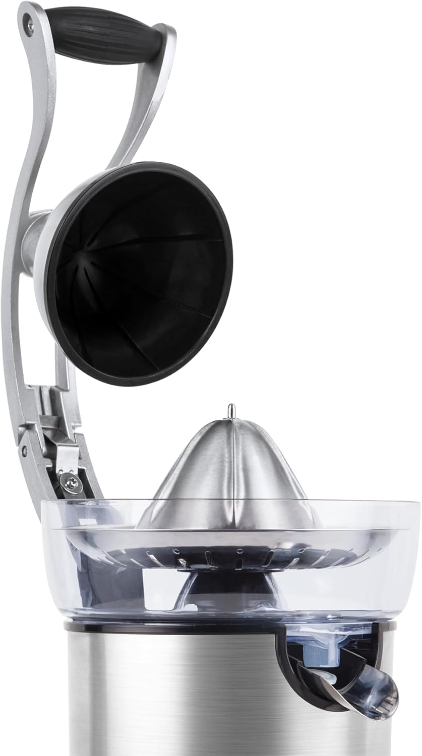 Teesa TSA3011 Elektrische Zitruspresse, Saftpresse mit Griff 130 W / 350 ml Edelstahl, Silber