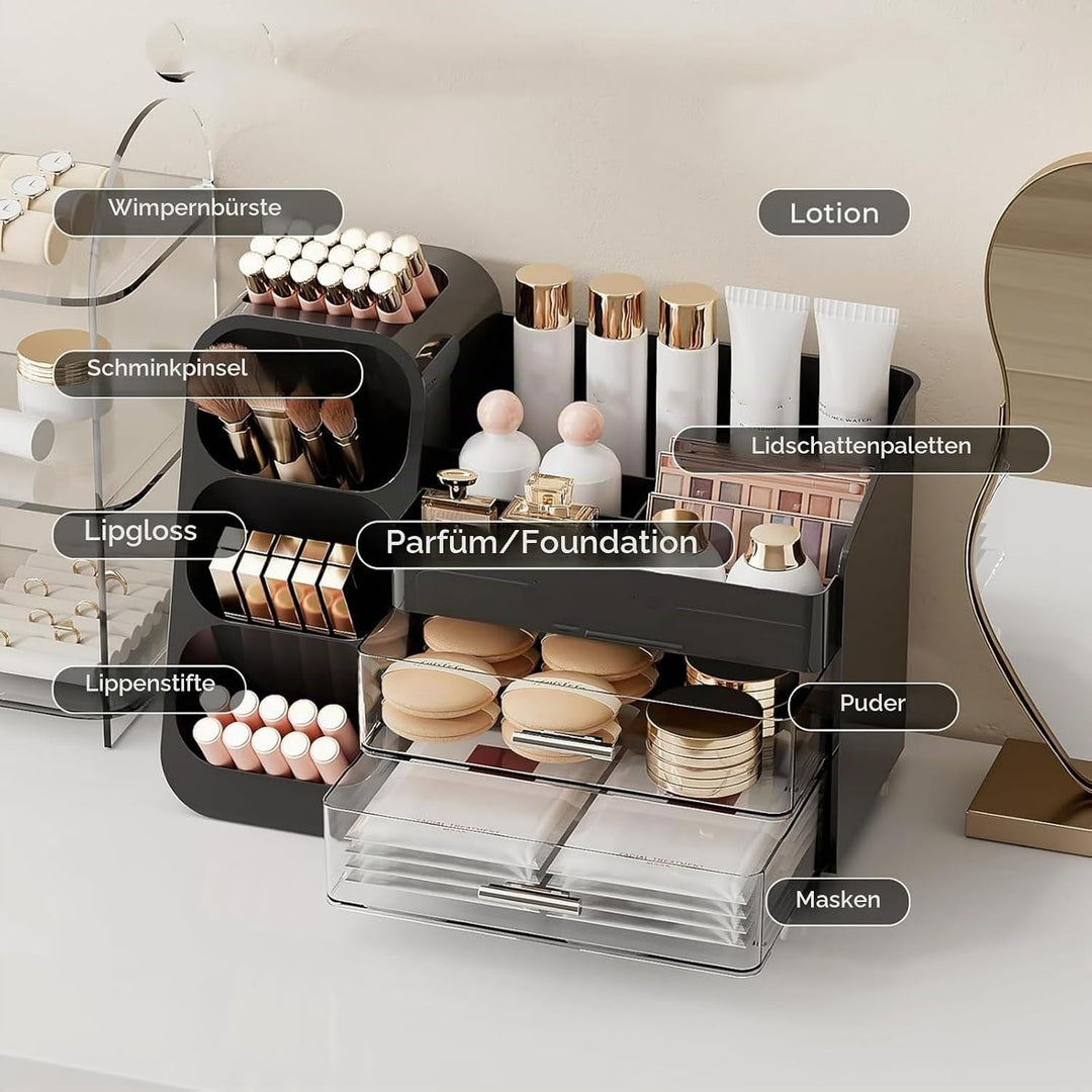 Kosmetik Organizer mit Schubladen,Schminktisch Organizer Grosse für Makeup,Schminke und Skincare Auf