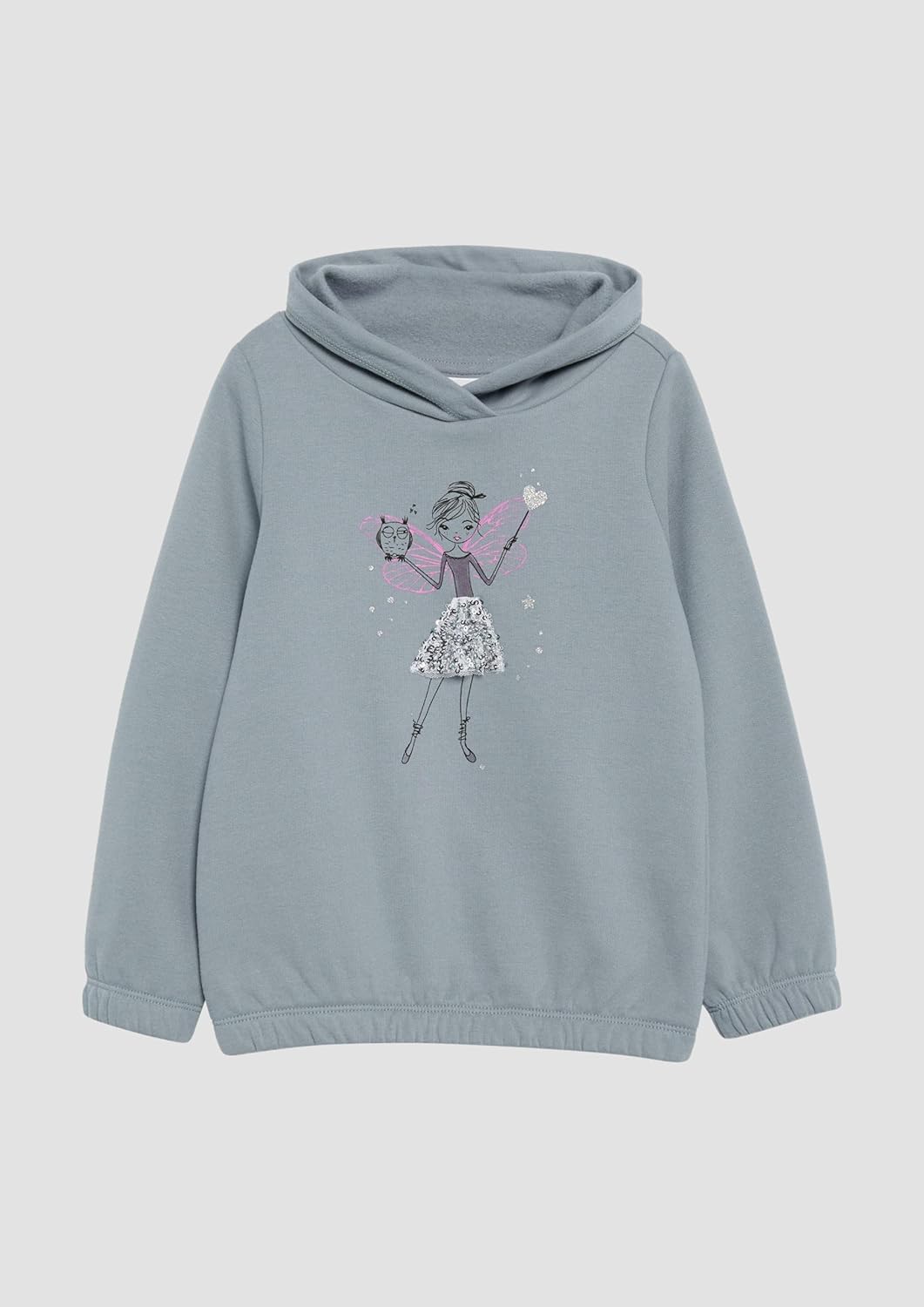 s.Oliver Wärmendes Sweatshirt mit Schalkragen und Glitzer-Artwork, 104-110 Blassblau