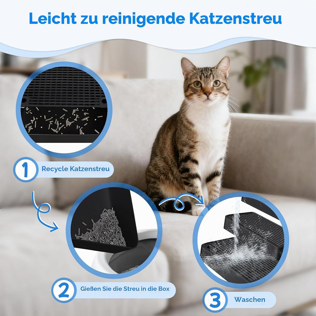 Verstellbare 3-stufige Katzentoilettenrampe, Katzen Treppen &amp; Stufen mit Filterfunktion, leicht zu r