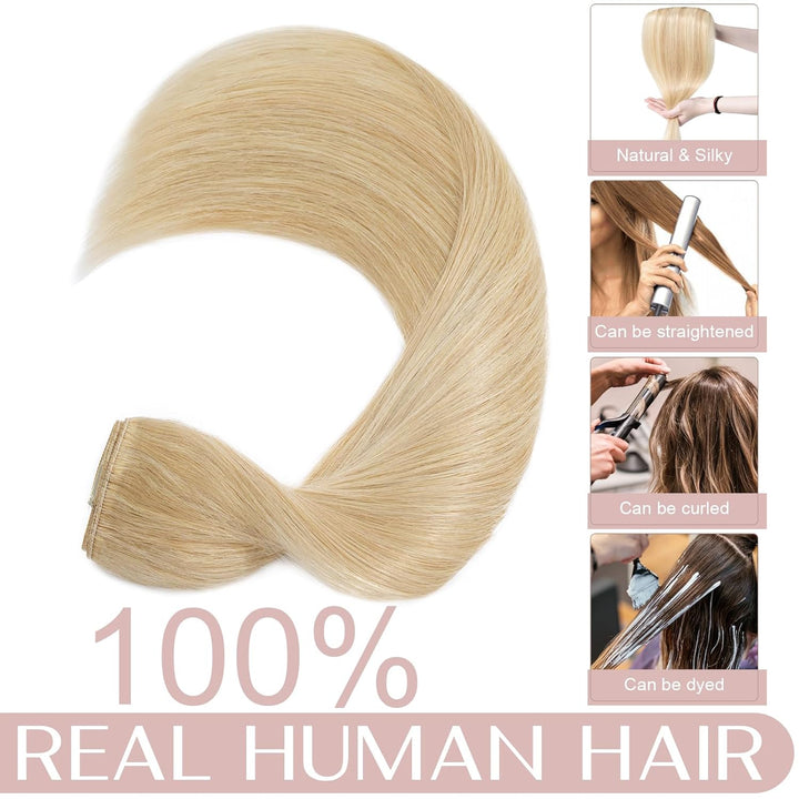 SEGO Clip in Haar Extensions Echthaar Haarverlängerungen ein Tresse 5 Clips Haarverdichtung Haarteil