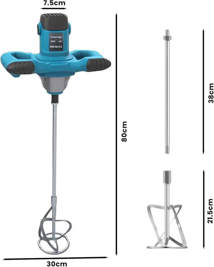 2400W Mörtelrührer Rührwerk M14 mit Bürstenlosem Motor, Elektrischer Betonmischer, 0–1700 U/min mit