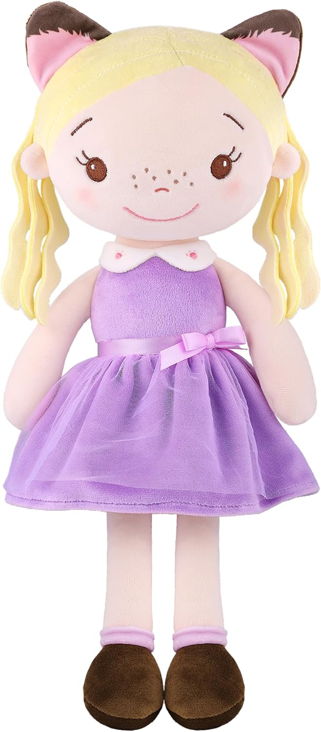 GAGAKU Weiche Stoffpuppe 40cm Schutzengel Puppen, Taufgeschenk für Baby Mädchen Kuscheltier Glücksbr