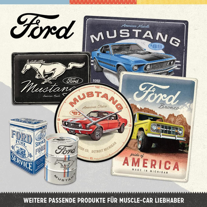 Nostalgic-Art Retro Wanduhr, Ø 31 cm, Ford Mustang – GT 1967 Red – Geschenk-Idee für Ford-Zubehör Fa
