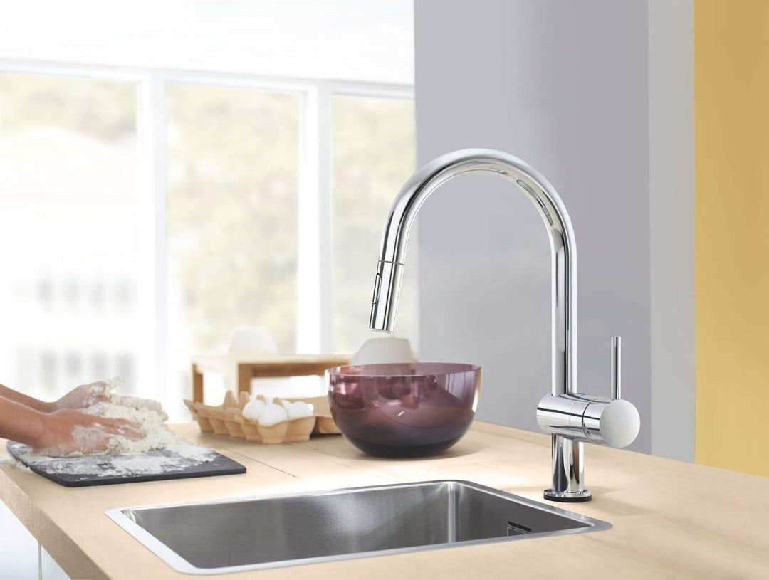 GROHE Minta Touch - Elektronische Einhand- Spültischarmatur (C- Auslauf, herausziehbare Duale- Spülb