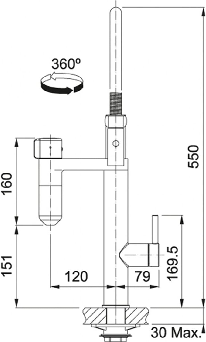 Franke VITAL SEMI-PRO 120.0551.219 Spültischarmatur, Chrom/schwarz, Chrom/Schwarz