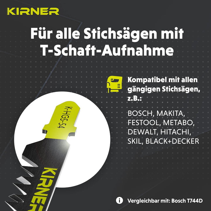 KIRNER Stichsägeblätter Holz 10 Stk. [ bis zu 5x mehr Schnitte ] extra Lang für schnelle, grobe Schn