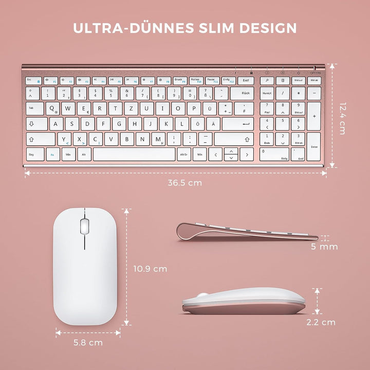 seenda Tastatur Maus Set Kabellos, Wiederaufladbare Aluminium Tastatur mit kompaktes Design, Ultradü