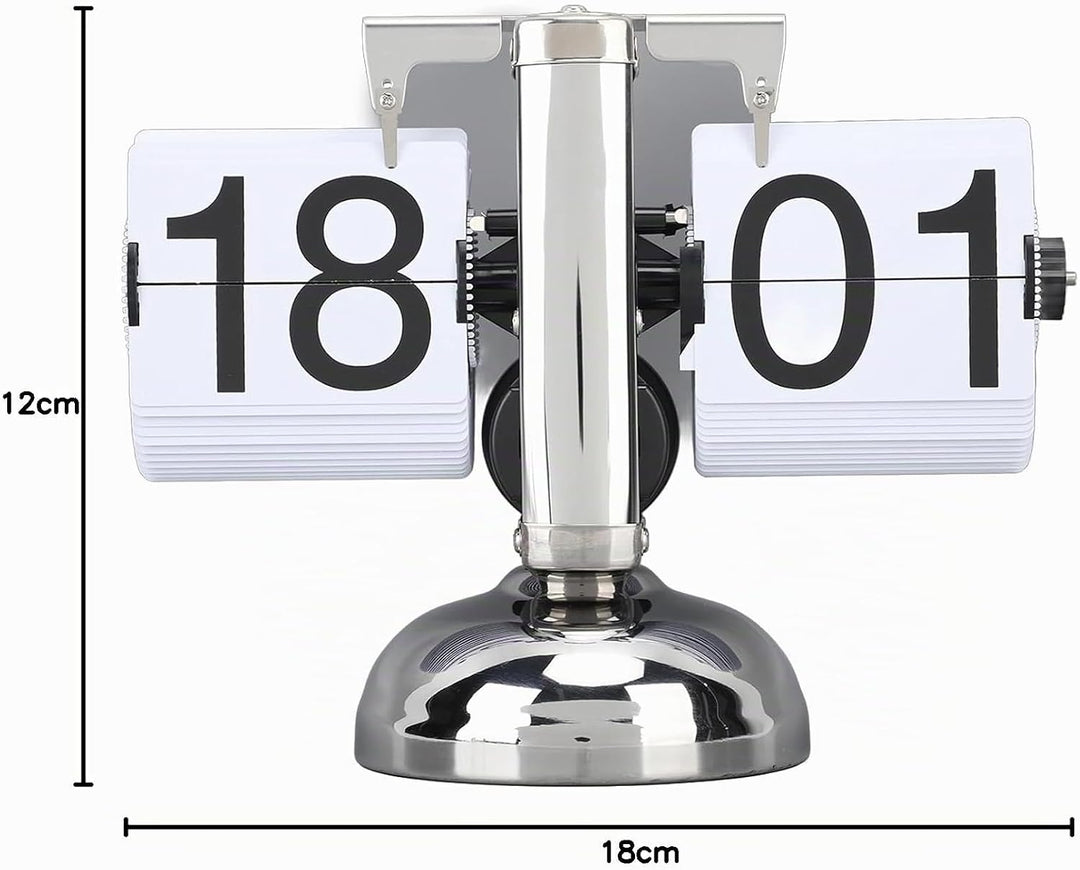 TOPINCN Retro-Stil Klapp-Schreibtisch-Regaluhr, 304 Edelstahl-Klappuhr, Grosse Zahl, Batteriebetrieb
