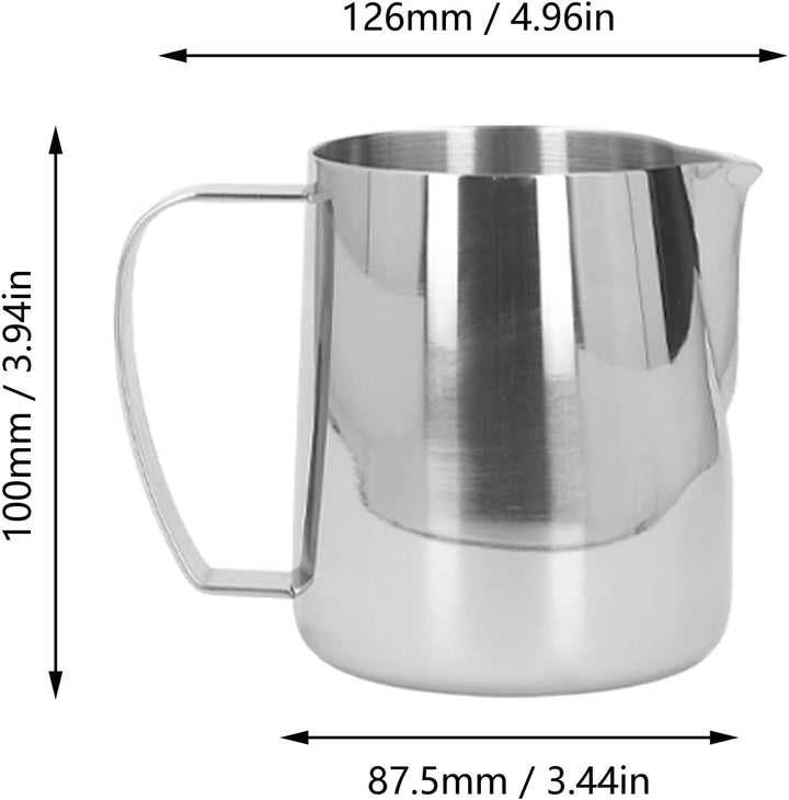 Milchkännchen, 450 Ml, 304 Edelstahl, Milchaufschäumer, Kaffeekaraffe, Cappuccino, Milchaufschäumer,