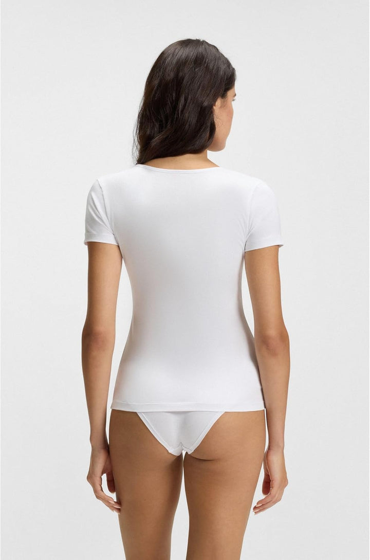 HUGO Damen Twin T-Shirt RN Zweier-Pack T-Shirts aus Stretch-Baumwolle mit Logos XS White100, XS Whit