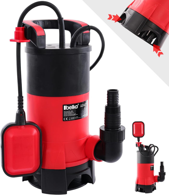 Schmutzwasserpumpe BKELSP850W (850 W, Ø35 mm Fremdkörper, 15.000 L/h Fördermenge, Schwimmerschalter,