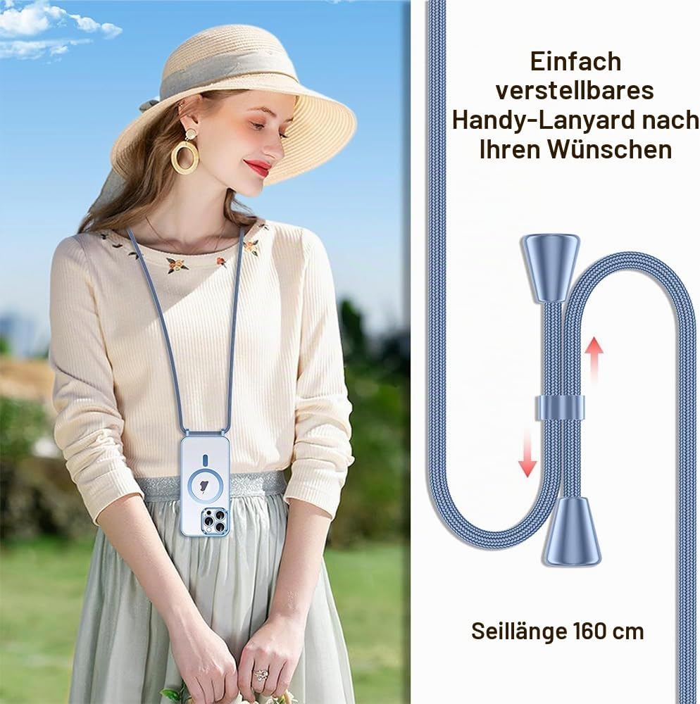 CaseLover Magnetische Handyband für Samsung Galaxy S25 FE 5G Hülle mit Band, Klare Silikon Necklace