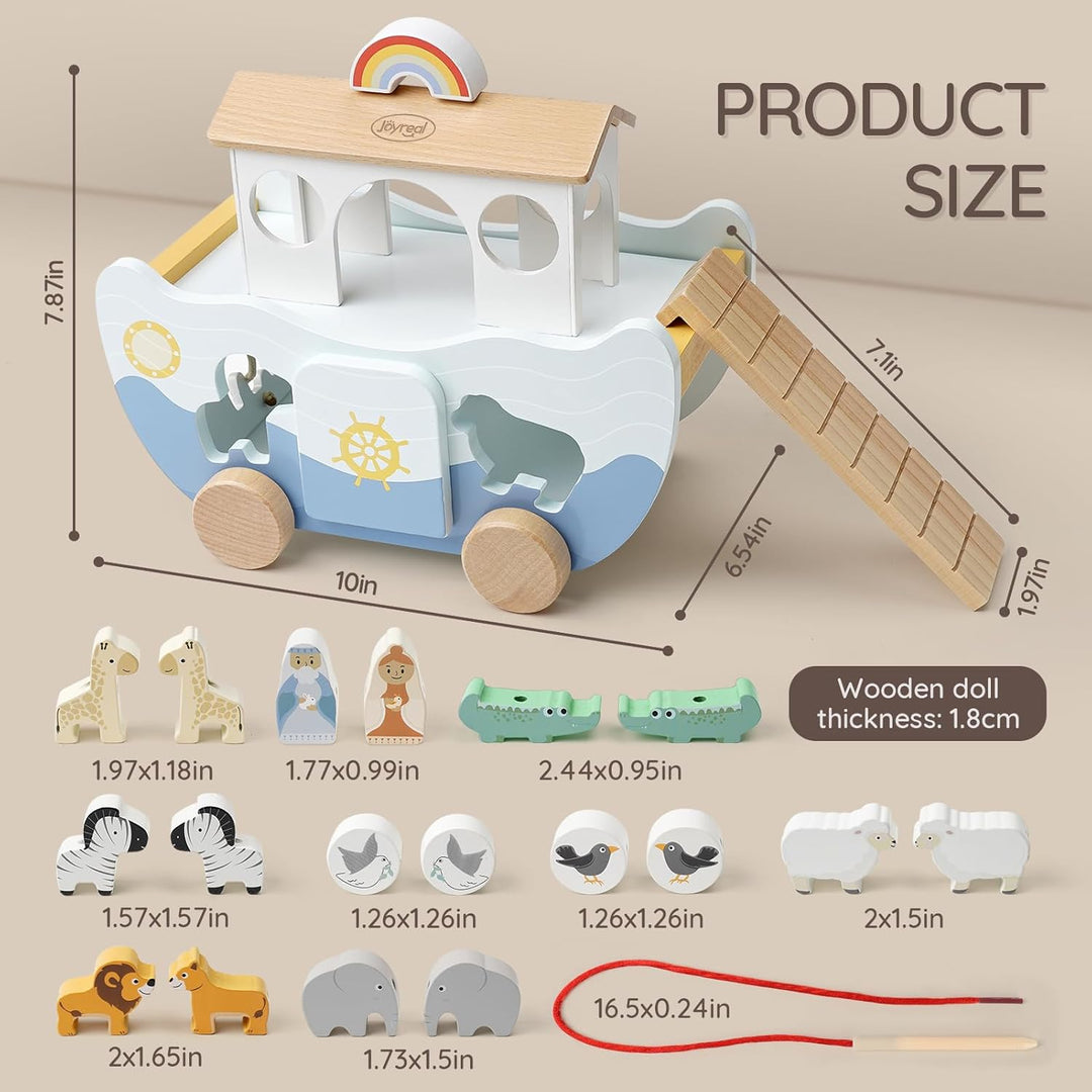 Joyreal Arche Noah Holz - Taufgeschenke für Mädchen Jungen Kinder, Geschenk Taufe, Montessori Spielz