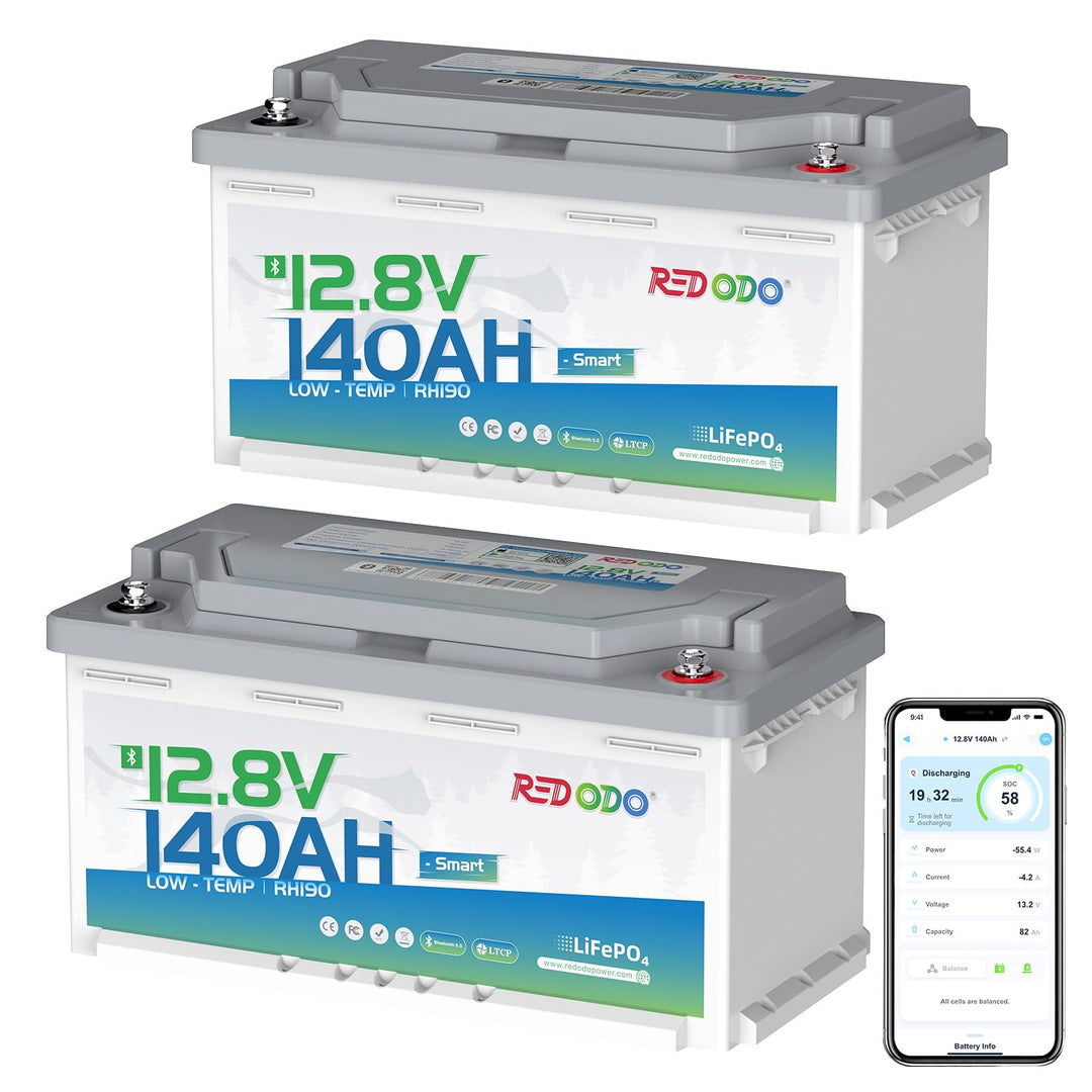 Redodo [2 Pack] 12V 140Ah H190 Bluetooth LiFePO4 Batterie mit 189mm Höhe, 1792Wh Tiefzyklus Lithium