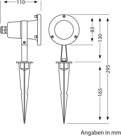 ledscom.de Gartenstrahler MUK mit Erdspiess für aussen, Edelstahl, je 12,47W je 430lm 100° warm-weis