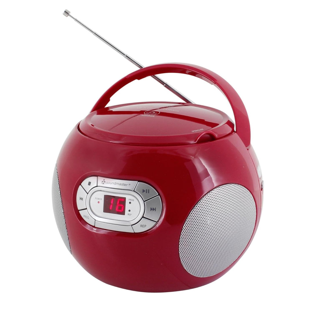Soundmaster SCD2120RO CD-Boombox mit UKW Radio und Hörbuchfunktion rot, rot