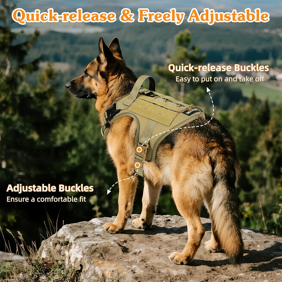 Taktisch Hundegeschirr, Einfach Kontrolle & Anti Zug Hundegeschirr mit Molle Panel und Reflektierend