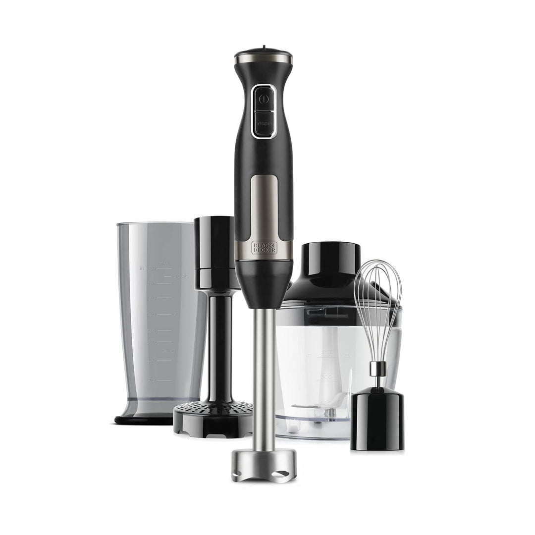 Black+Decker Stabmixer | BXHBA1500E | 1500 Watt | 20 Geschwindigkeiten | Turbo | Edelstahl | Spritzs
