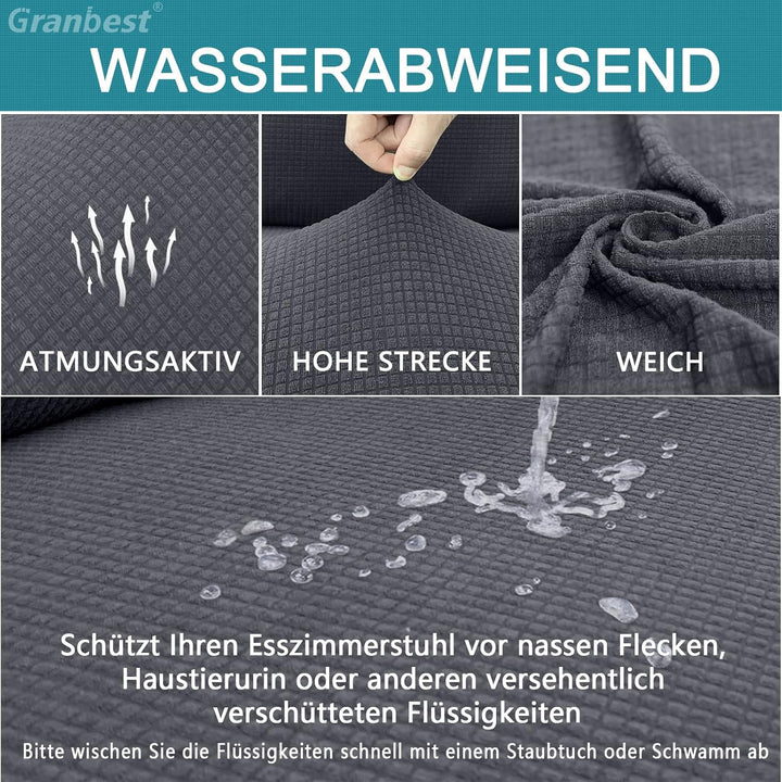 Granbest Premium Wasserdicht Esszimmerstuhl Abdeckungen Satz Von 6, Elastische Hohe Zurück Stuhlhuss