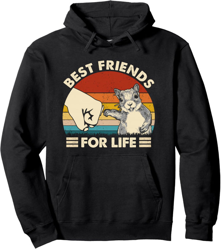 Retro Vintage Squirrel Best Friend For Life Fist Bump Pullover Hoodie