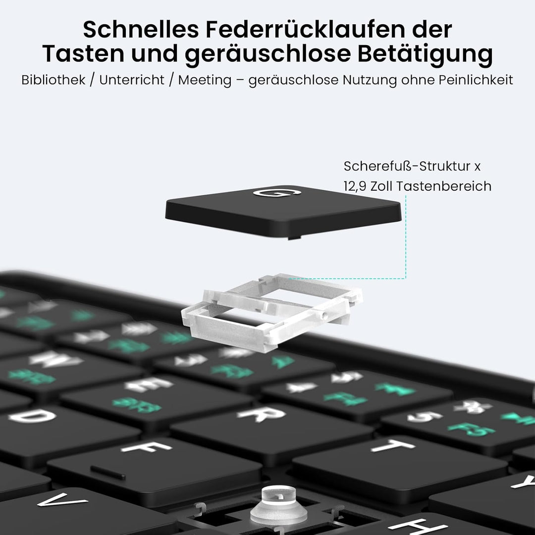 Nillkin Faltbare Bluetooth Tastatur mit Touchpad, Wiederaufladbare Klapptastatur mit Ziffernblock, T