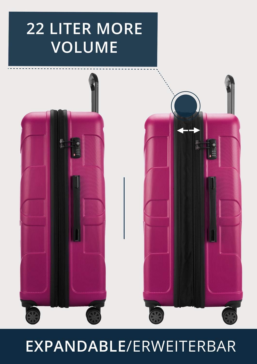 Suitline grosser Hartschalen-Koffer Koffer Trolley Rollkoffer XL Reisekoffer, TSA, 76 cm, ca. 96-110